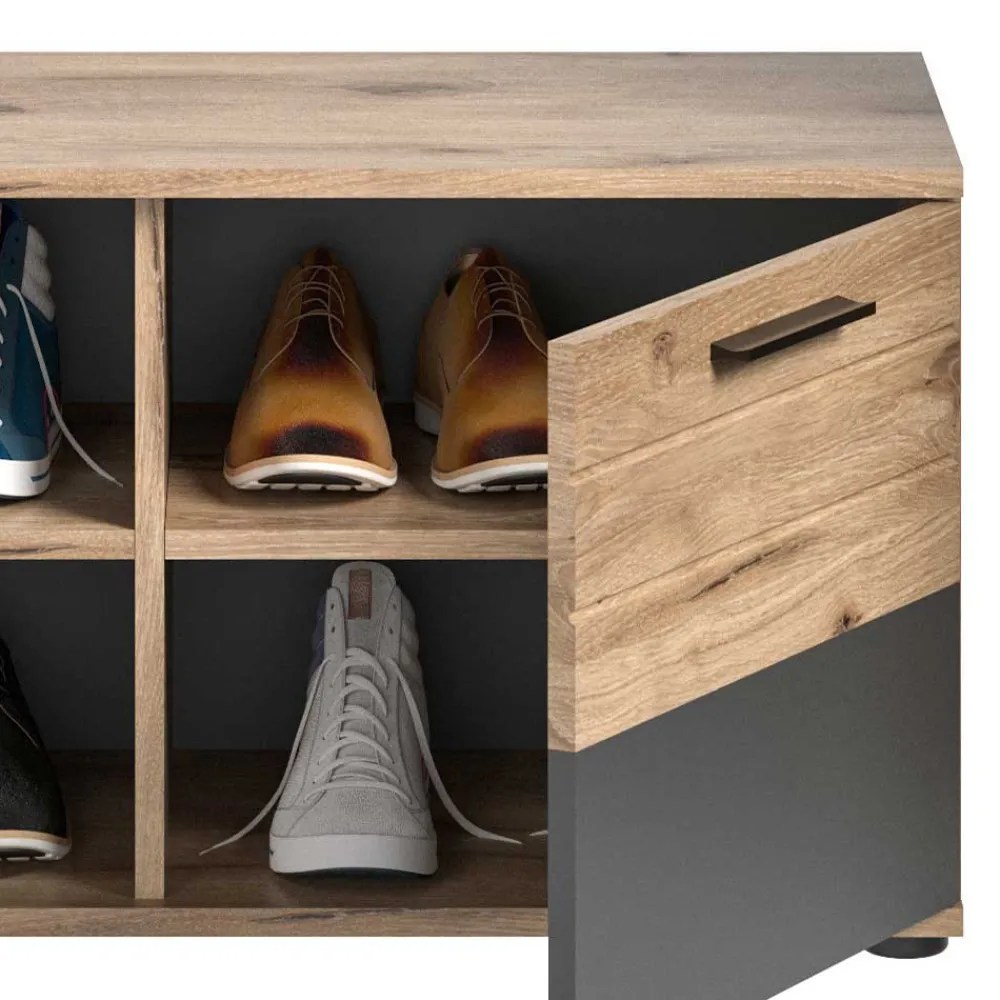 Wohnen Schuhbank in Wildeiche & Grau 90 cm - Catamaron