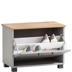 Wohnen Schuhschränke*Schuhbank mit Klappe in Platingrau & Eiche - Benja