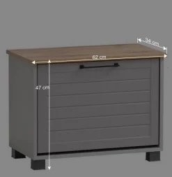 Wohnen Schuhschränke*Schuhbank mit Klappe in Platingrau & Eiche - Benja