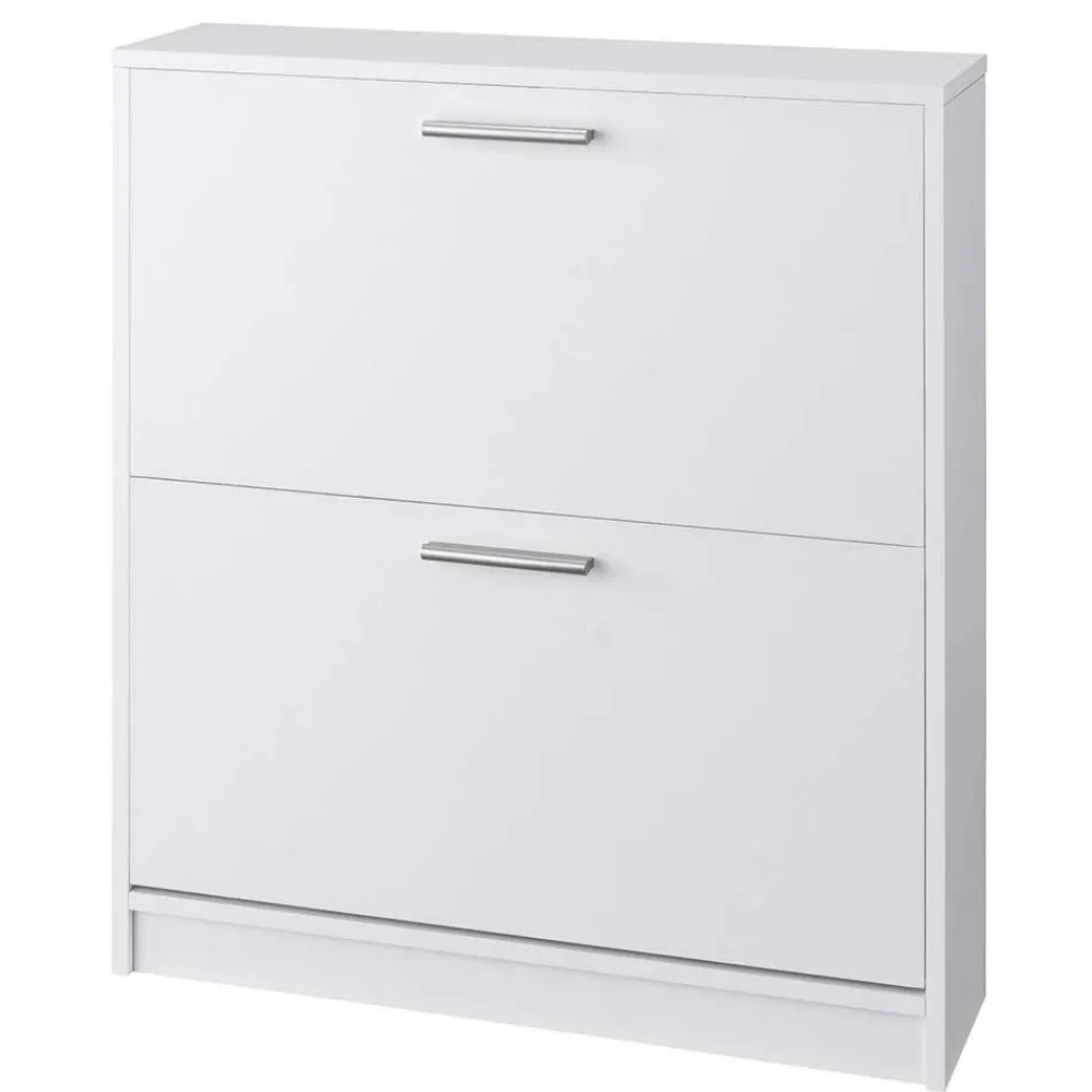 Wohnen Weiße Möbel|Schuhschränke*Schuhkipper in Weiß mit zwei Klappen - Scott