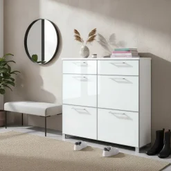 Wohnen Schuhschränke*Schuhkipper Zoricano in Weiß Glas beschichtet