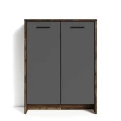 Wohnen Schuh-Kommode in Anthrazit und Altholz NB - Oktaria