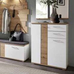 Wohnen Schuhschränke*Schuhkommode in Weiß & Wildeiche NB - Symbrosia