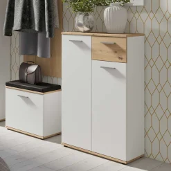 Wohnen Schuhschränke*Schuhkommode in Weiß mit Wildeiche - Yumagno