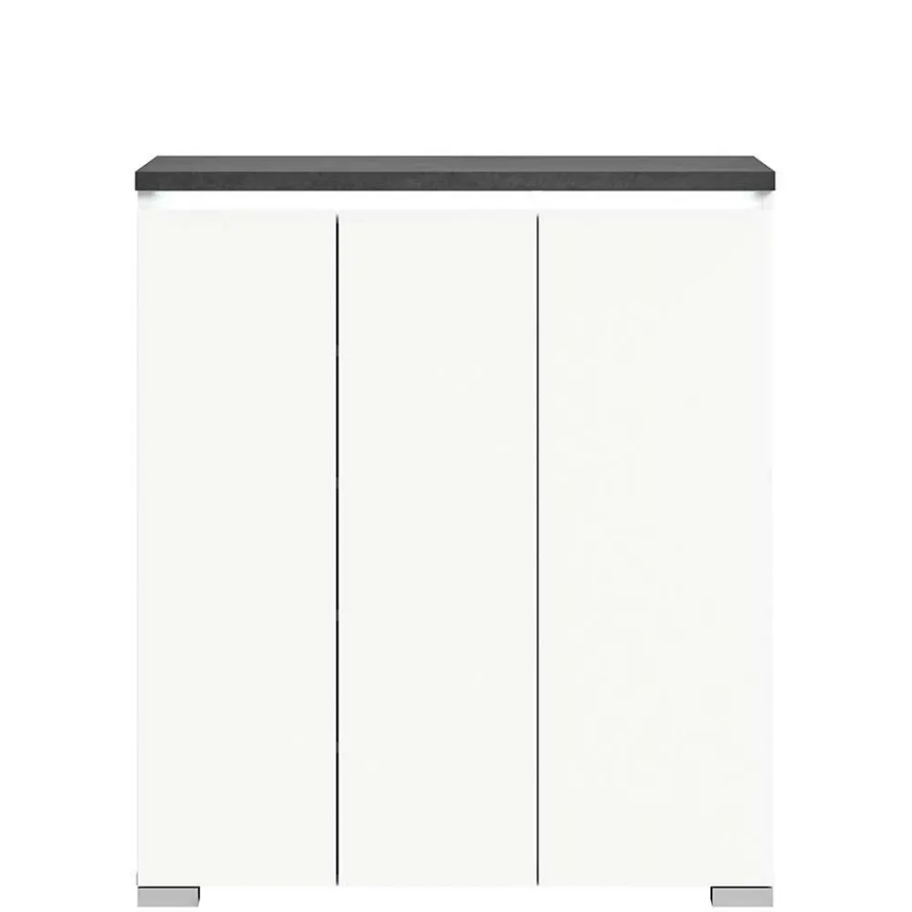 Wohnen Schuhschränke*Schuhkommode in Weiß und Dunkelgrau - Suad