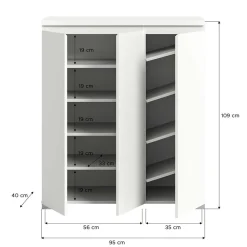 Wohnen Schuhschränke*Schuhkommode in Weiß und Dunkelgrau - Suad