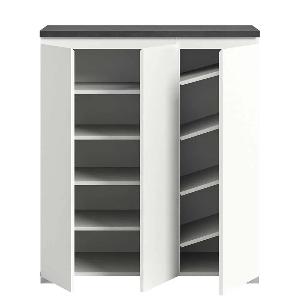 Wohnen Schuhschränke*Schuhkommode in Weiß und Dunkelgrau - Suad