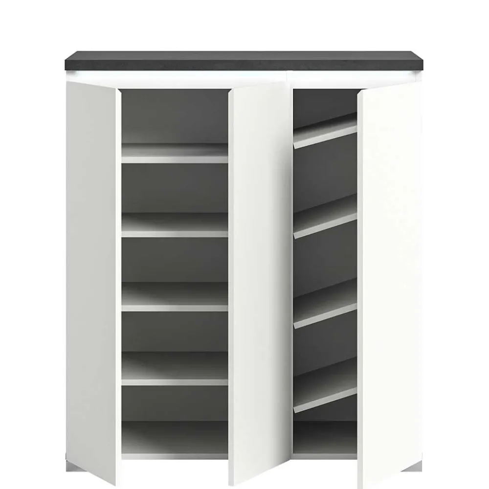 Wohnen Schuhschränke*Schuhkommode in Weiß und Dunkelgrau - Suad