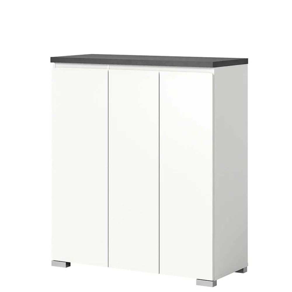 Wohnen Schuhschränke*Schuhkommode in Weiß und Dunkelgrau - Suad