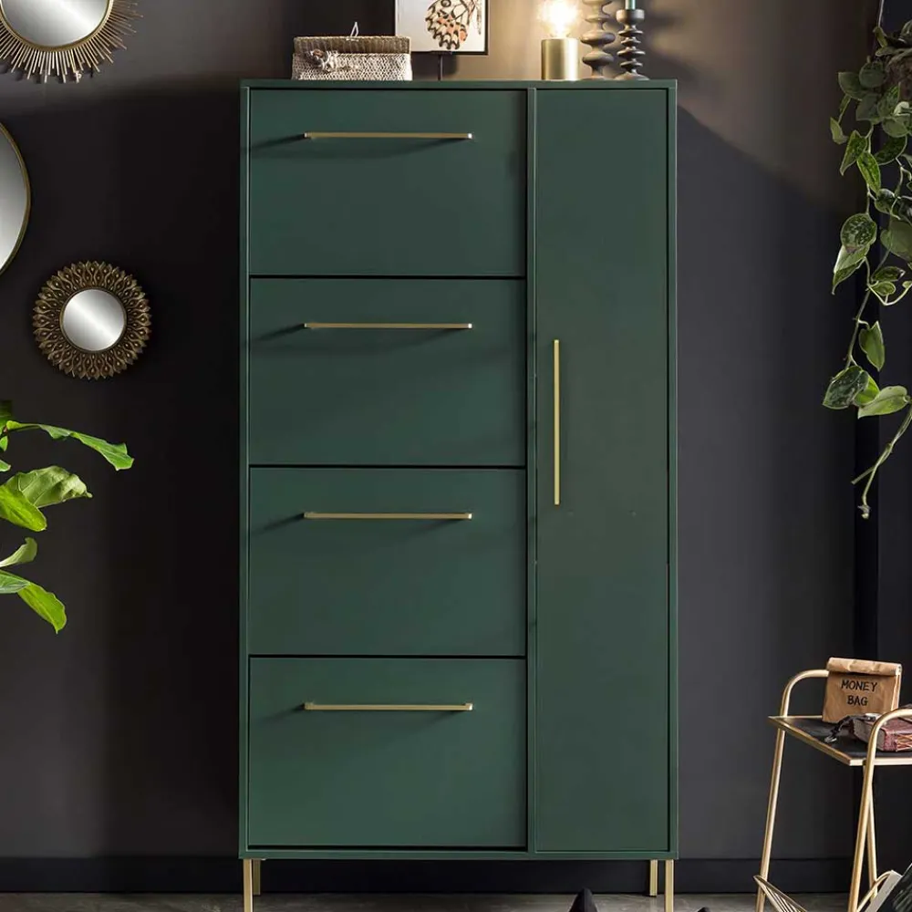 Wohnen Schuhschränke*Schuhschrank in Dunkelgrün & Gold - Aqua