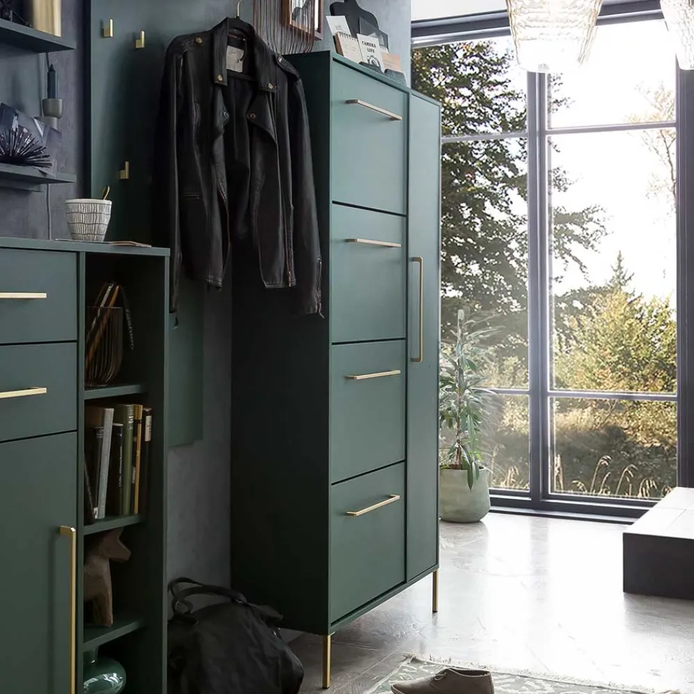 Wohnen Schuhschränke*Schuhschrank in Dunkelgrün & Gold - Aqua