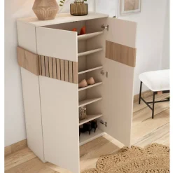 Wohnen Schuhschränke*Schuhschrank in Weiß und Holzoptik Braun - Addara