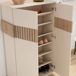 Wohnen Schuhschränke*Schuhschrank in Weiß und Holzoptik Braun - Addara