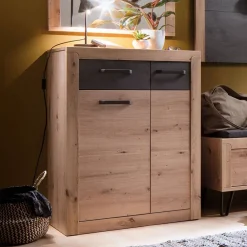 Wohnen Schuhschränke*Schuhschrank in Wildeiche mit Dunkelgrau - Carry