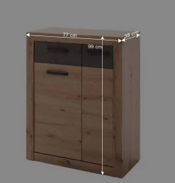 Wohnen Schuhschränke*Schuhschrank in Wildeiche mit Dunkelgrau - Carry