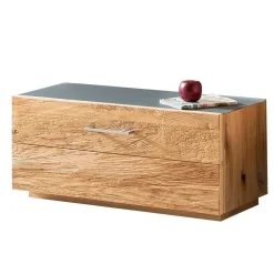 Wohnen Schuhschrank mit Balkeneiche Furnier Macusos & Glasplatte Anthrazit