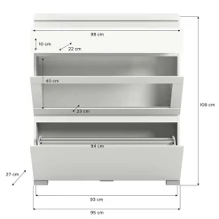Wohnen Schuhschränke*Schuhschrank mit Glas Klappe in Weiß - Suad