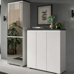 Wohnen Schuhschrank mit vier Spiegeltüren - Suad