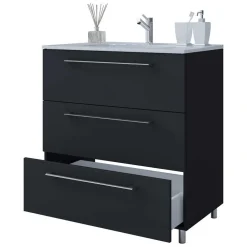 Wohnen Schwarze Badezimmermöbel mit Weiß - Gloriella (dreiteilig)