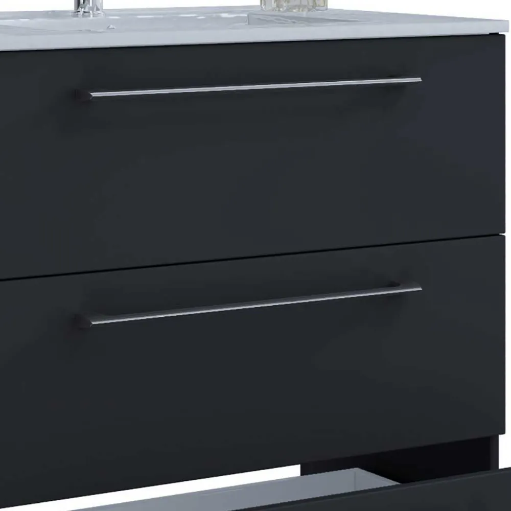 Wohnen Schwarze Badezimmermöbel mit Weiß - Gloriella (dreiteilig)