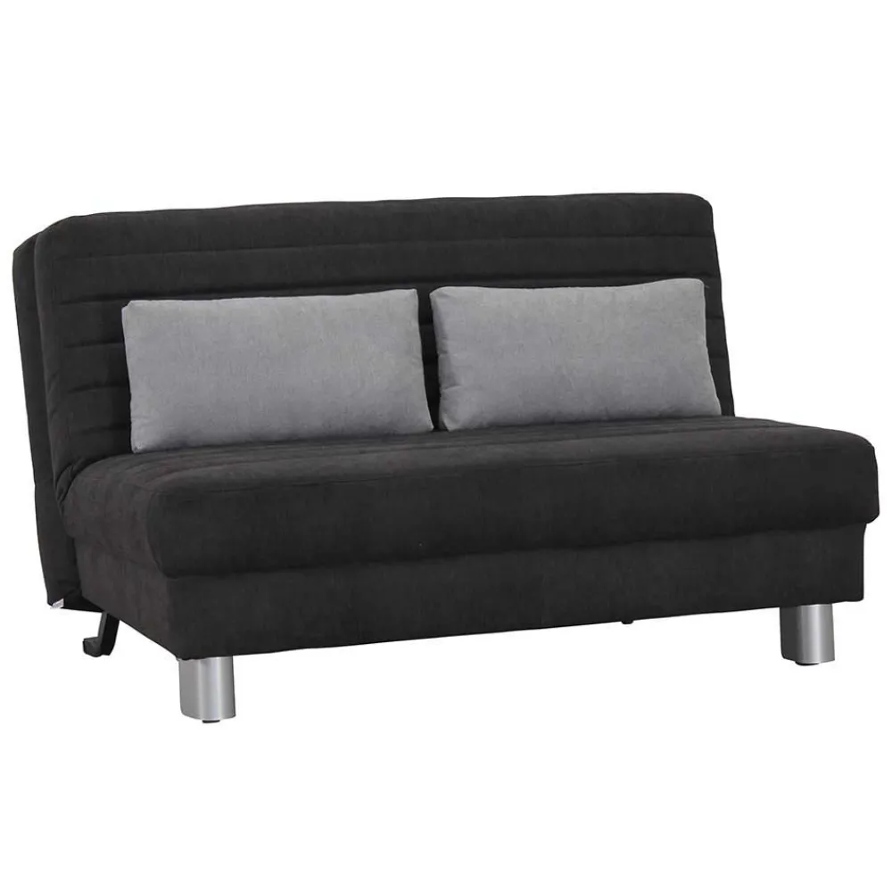Wohnen Sofas|Sofa*Schwarze Bettcouch mit grauen Kissen Namino & Metall Gestell