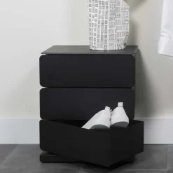 Wohnen Schuhschränke|Kommoden*Schwarze Design Stahlkommode mit drei Schubladen - Zunil