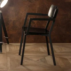 Wohnen Esszimmerstühle|Wohnzimmerstühle*Schwarze Designstühle mit Armlehnen - Lejadro (4er Set)