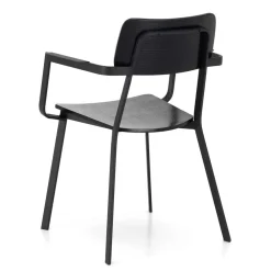 Wohnen Esszimmerstühle|Wohnzimmerstühle*Schwarze Designstühle mit Armlehnen - Lejadro (4er Set)