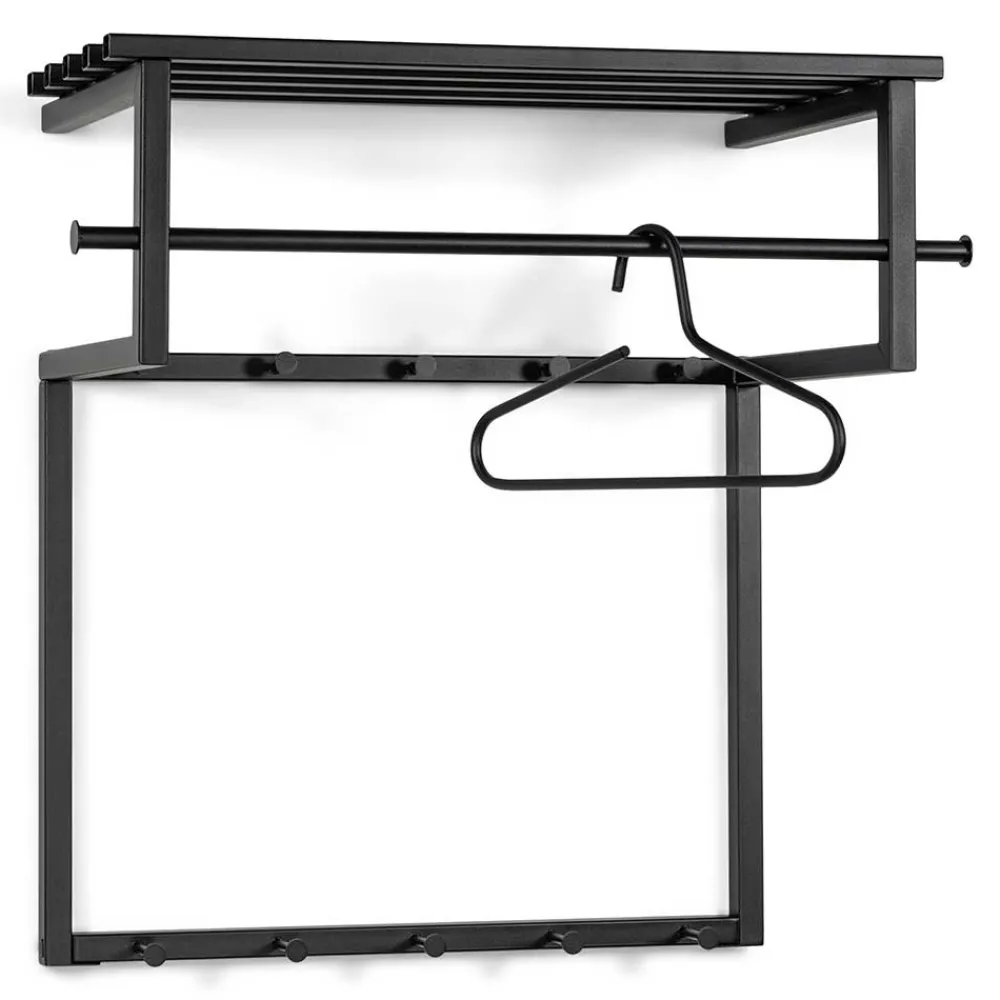 Wohnen Schwarze Hängegarderobe aus Metall mit Hutboden - Estagel