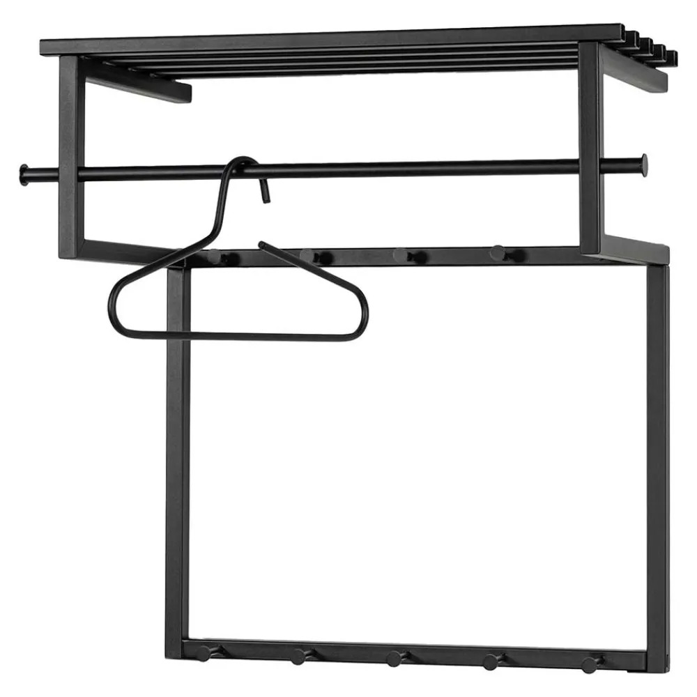 Wohnen Schwarze Hängegarderobe aus Metall mit Hutboden - Estagel