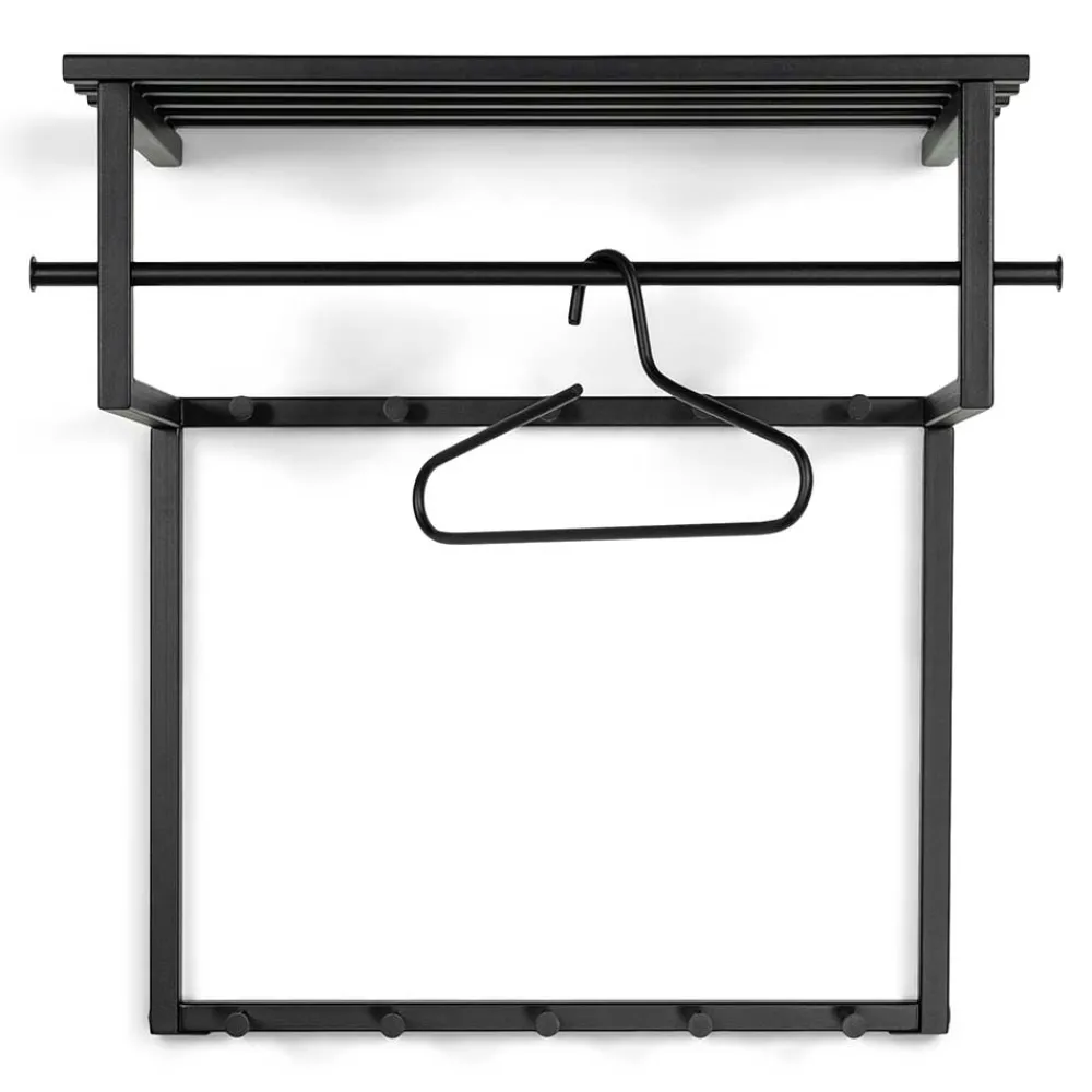 Wohnen Schwarze Hängegarderobe aus Metall mit Hutboden - Estagel