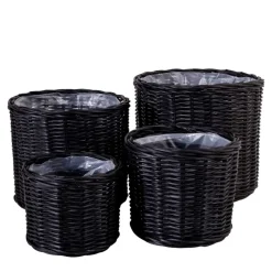 Wohnen Schwarze Körbe aus Rattan Geflecht - Swan (vierteilig)