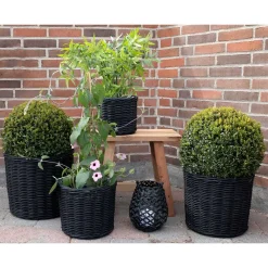 Wohnen Schwarze Körbe aus Rattan Geflecht - Swan (vierteilig)