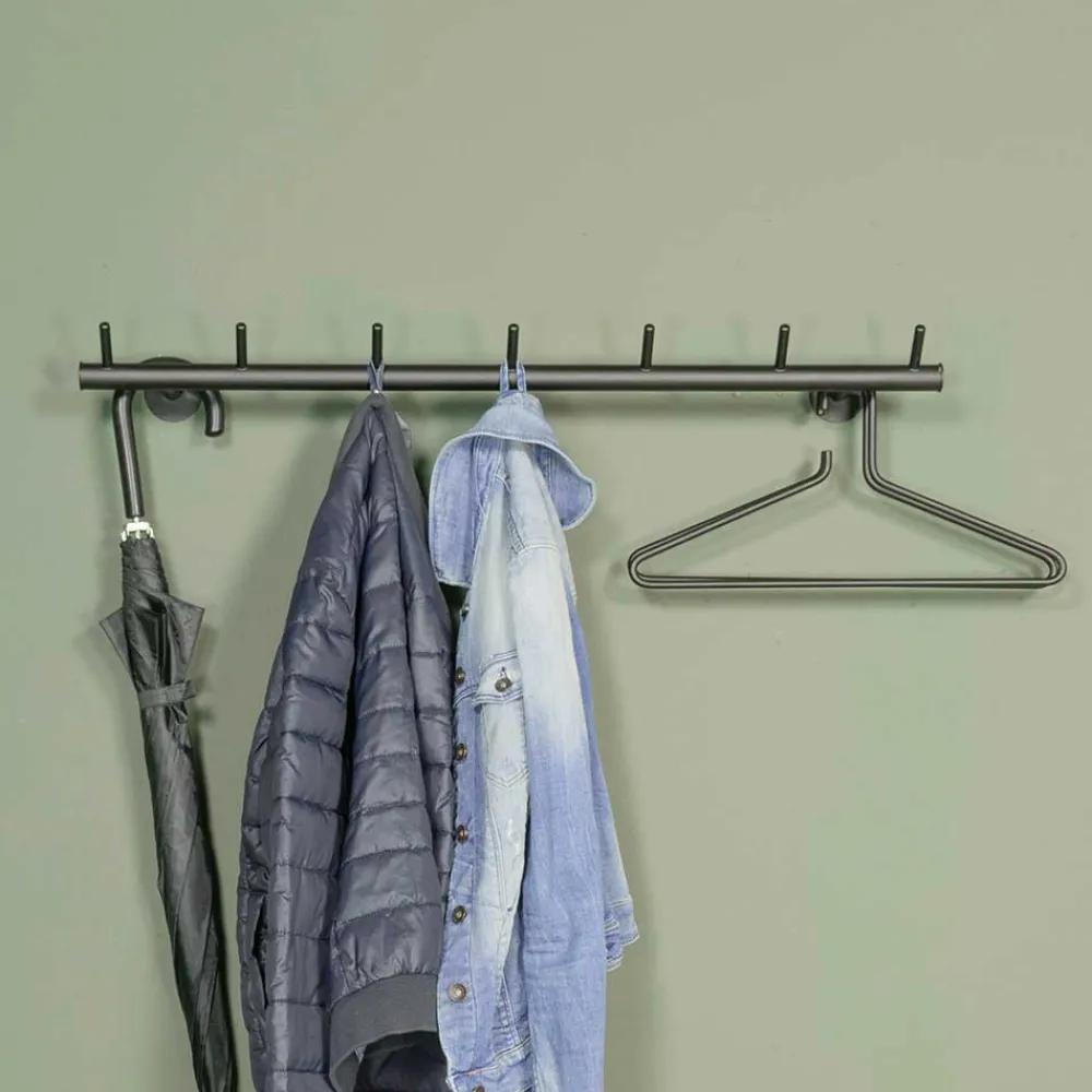 Wohnen Schwarze Metallgarderobe mit 7 Haken - Kaserta