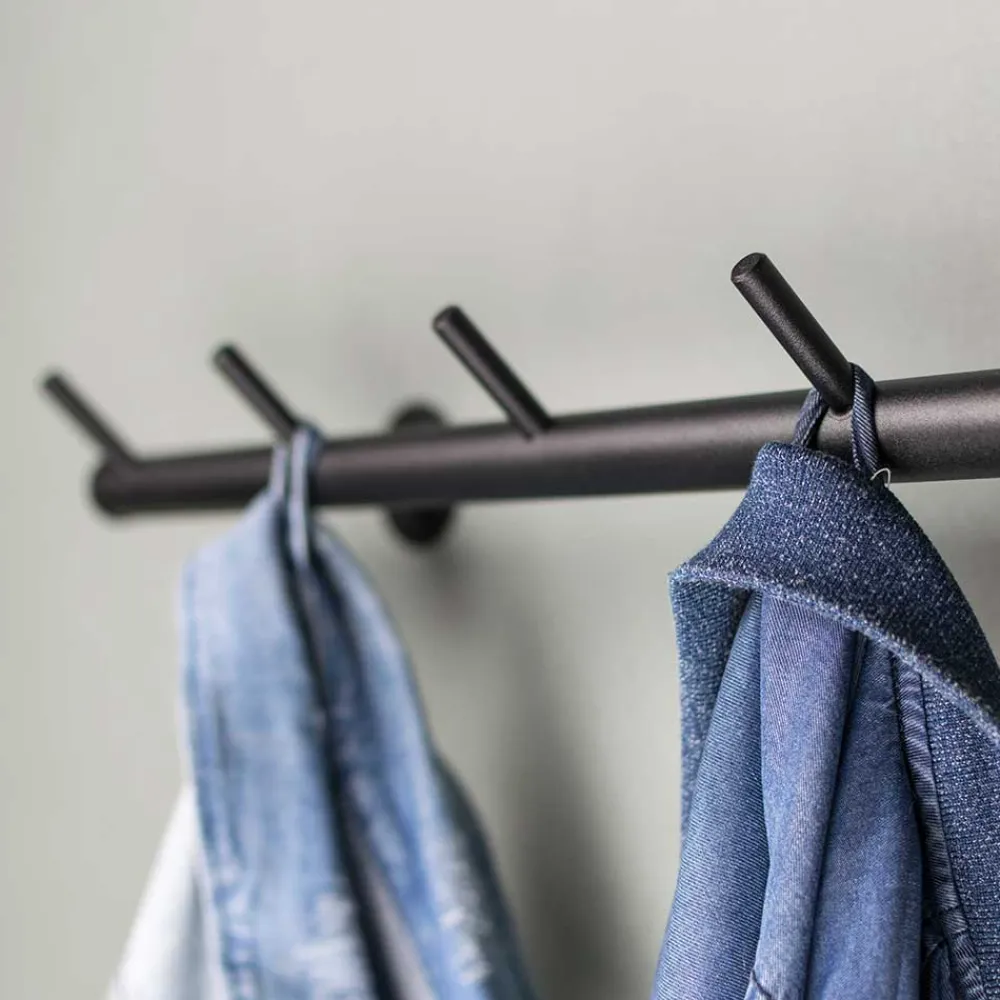 Wohnen Schwarze Metallgarderobe mit 7 Haken - Kaserta