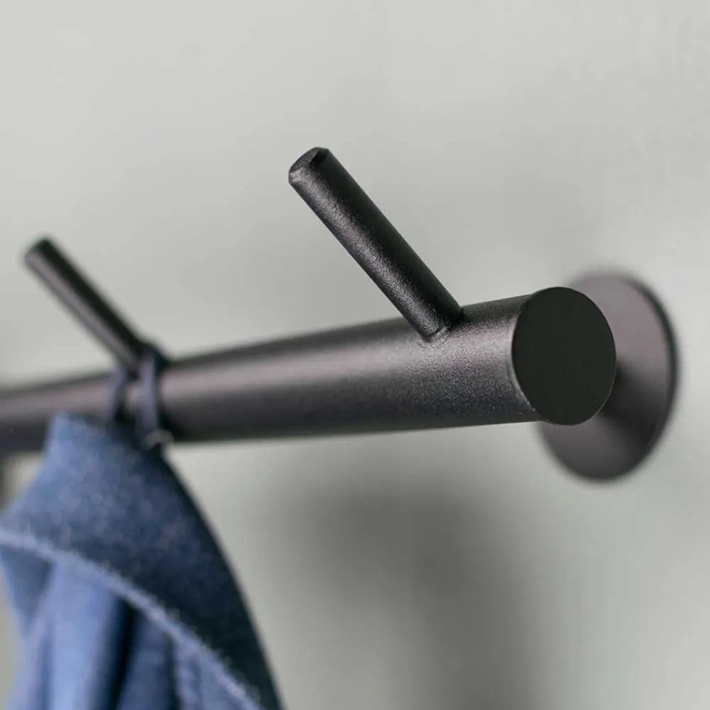 Wohnen Schwarze Metallgarderobe mit 7 Haken - Kaserta