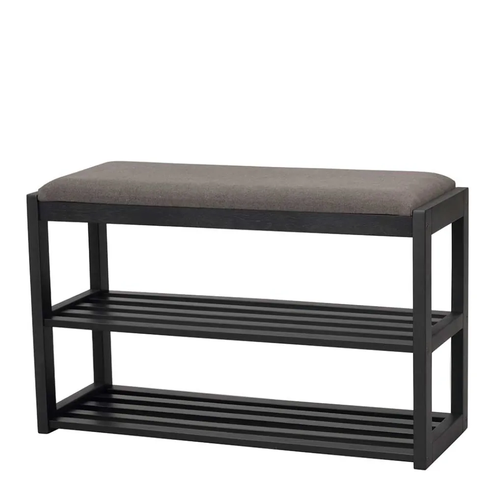 Wohnen Schuhschränke|Garderobenbänke*Schwarze Schuhbank aus Eichenholz - Geskan