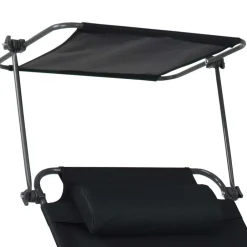 Wohnen Balkonmöbel|Metall-Gartenmöbel*Schwarze Sonnenliege zusammenklappbar - Ambia