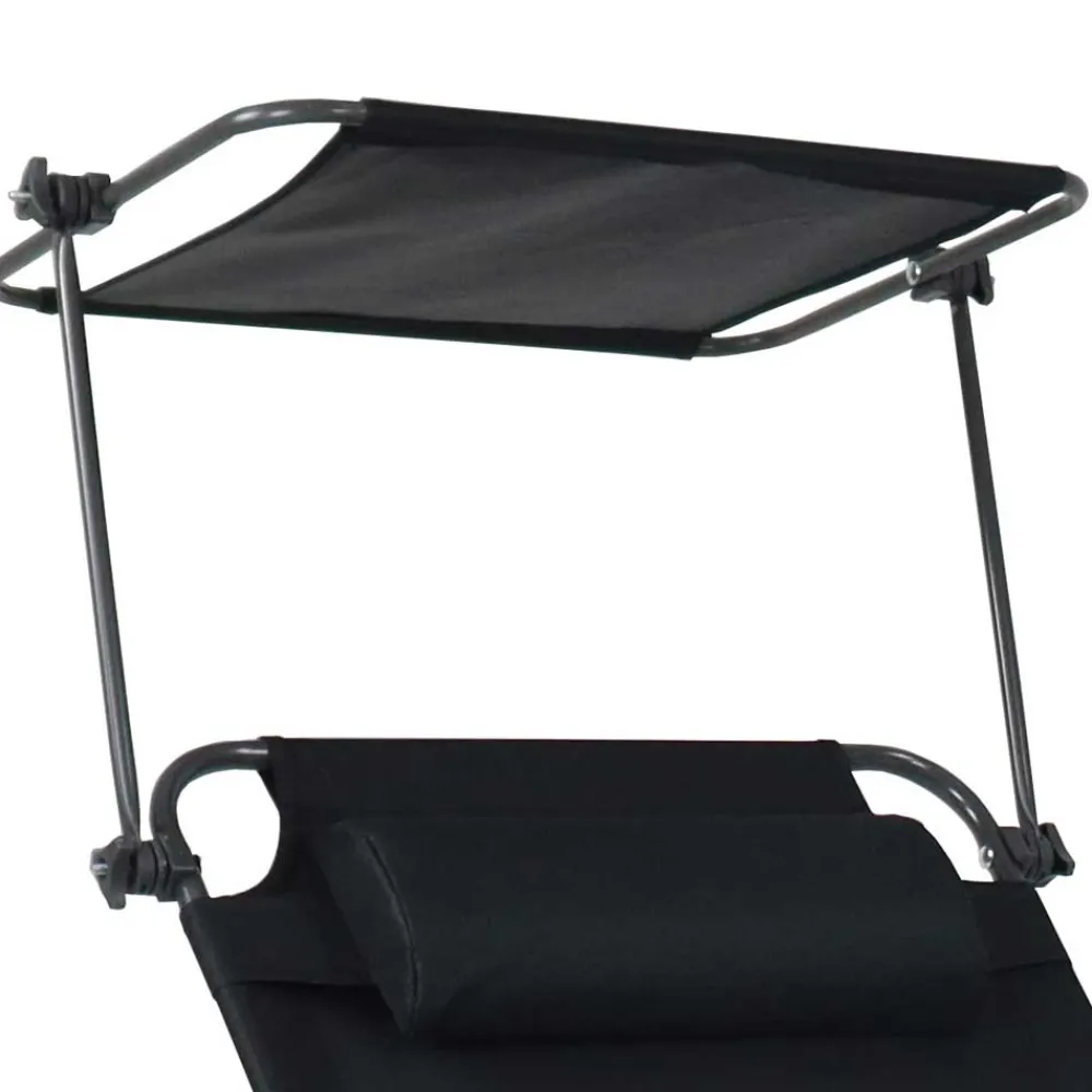 Wohnen Balkonmöbel|Metall-Gartenmöbel*Schwarze Sonnenliege zusammenklappbar - Ambia