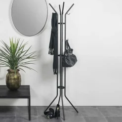 Wohnen Bürogarderoben*Schwarze Standgarderobe aus Stahl - Rubertus