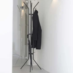 Wohnen Bürogarderoben*Schwarze Standgarderobe aus Stahl - Rubertus