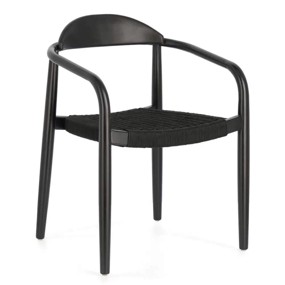 Wohnen Schwarze Stühle aus Akazie & Kordel - Varioma (4er Set)