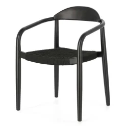 Wohnen Schwarze Stühle aus Akazie & Kordel - Varioma (4er Set)