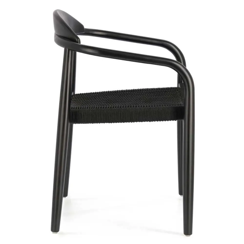 Wohnen Schwarze Stühle aus Akazie & Kordel - Varioma (4er Set)