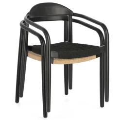 Wohnen Schwarze Stühle aus Akazie & Kordel - Varioma (4er Set)