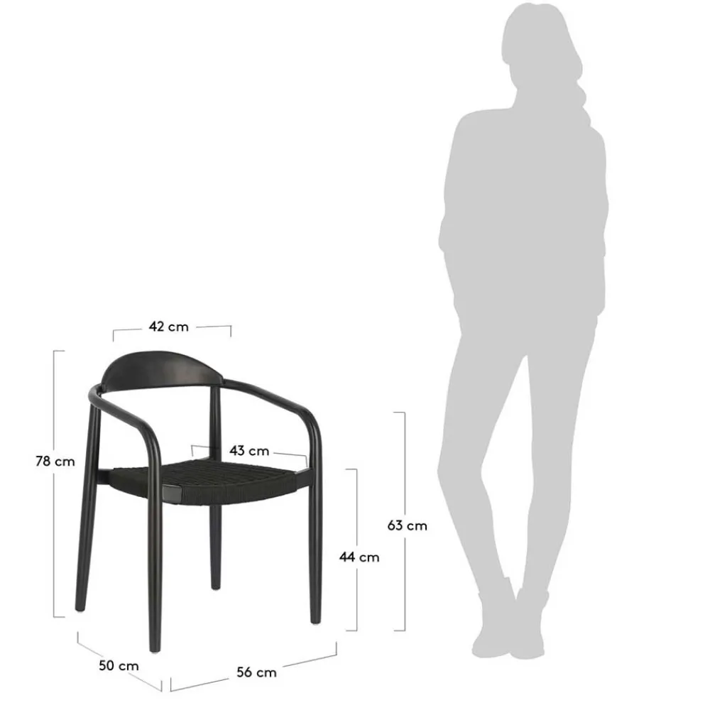 Wohnen Schwarze Stühle aus Akazie & Kordel - Varioma (4er Set)