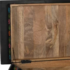 Wohnen Schwarze Truhe mit bunter Blumen Malerei - Sacrala