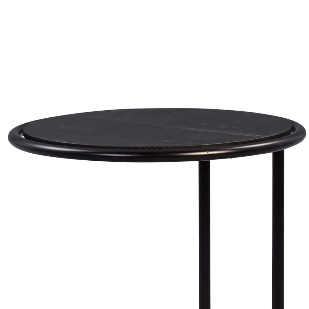 Wohnen Telefontische*Schwarzer Anstelltisch in Rund 45cm - Odyssena