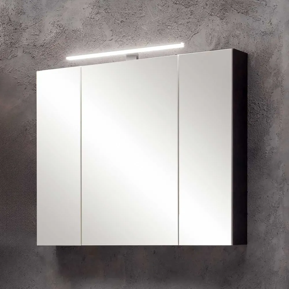 Wohnen Schwarzer Bad-Spiegelschrank 3-türig - Riguna