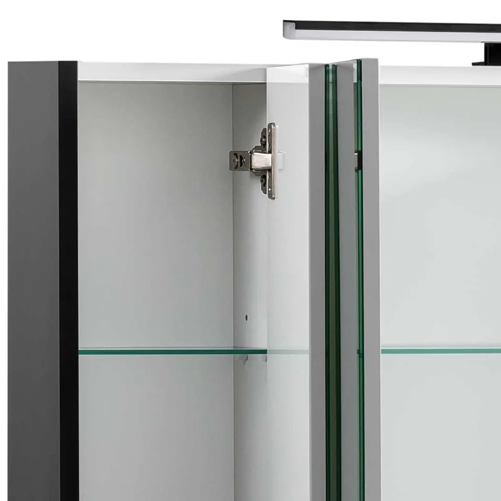 Wohnen Schwarzer Bad-Spiegelschrank 3-türig - Riguna